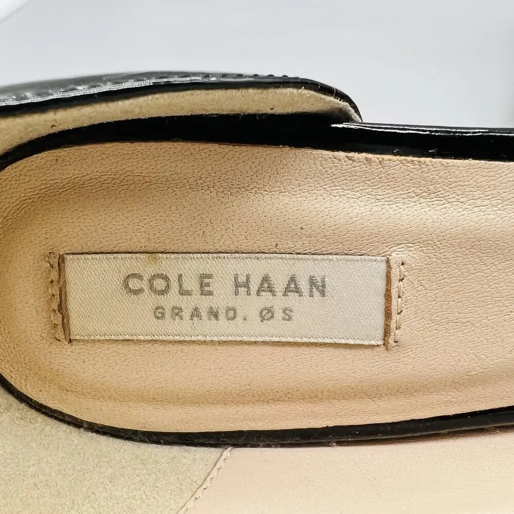 Cole Haan Shoes Womens 6.5 Black Patent Leather Lacey Ankle Strap Wedges Pumps